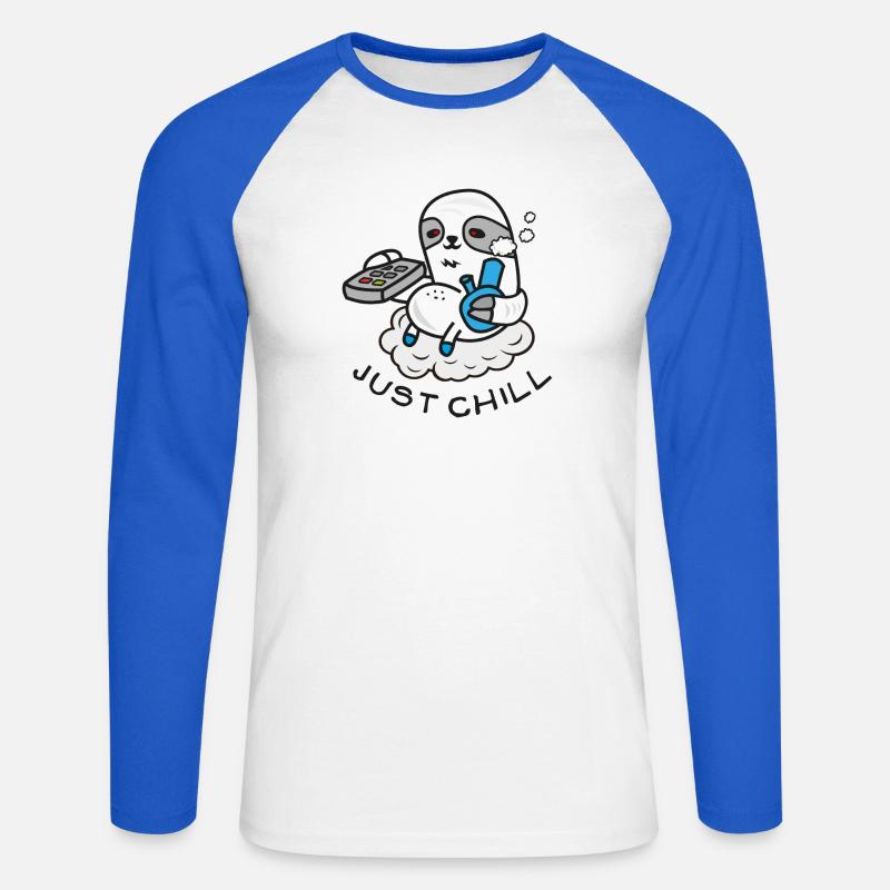 Sloth Sloth Sloth - Comic Drawing - Bong - Unisex Long Sleeve Baseball T-Shirt - white/royal blue
