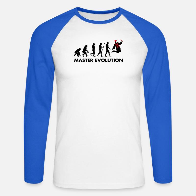 Master Evolution Prüfung Bestanden Schulabschluss - Unisex Baseballshirt langarm - Weiß/Royalblau