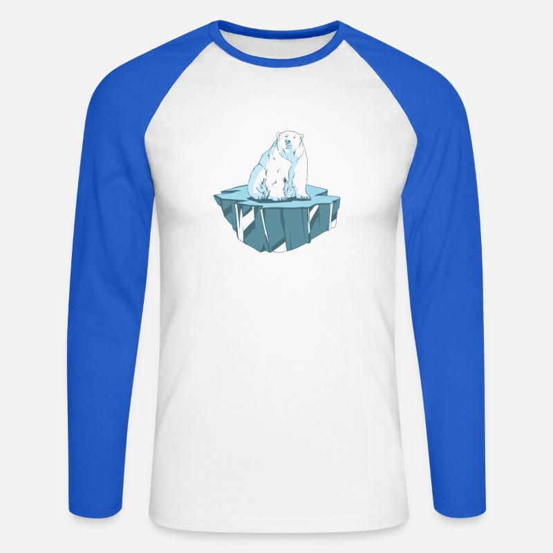 Eisbär auf Eisscholle - Unisex Baseballshirt langarm - Weiß/Royalblau