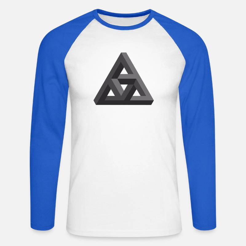 Abstract Geometry Pattern in Gray - Unisex Long Sleeve Baseball T-Shirt - white/royal blue