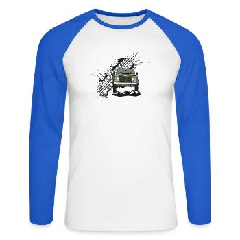 Defender Splash Front - T-shirt baseball manches longues Homme - blanc/bleu royal - Devant - Nik (191cm)