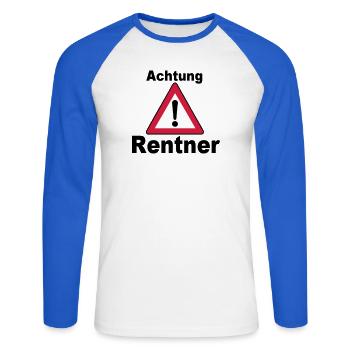 Rente Rentner Rentnerin Berufe Achtung Rentner(25) - Unisex Baseballshirt langarm - Weiß/Royalblau - Vorne - Nik (191cm)