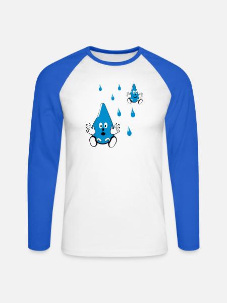 Kleine Wassertropfen Freunde - Unisex Baseballshirt langarm - Weiß/Royalblau