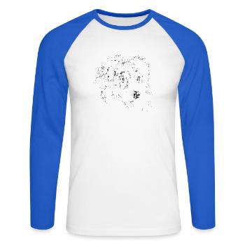Australian Shepherd - Unisex Baseballshirt langarm - Weiß/Royalblau - Vorne - Nik (191cm)