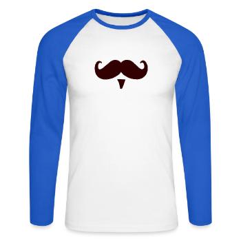 Cadeau de moustache moustache moustache - T-shirt baseball manches longues Homme - blanc/bleu royal - Devant - Nik (191cm)