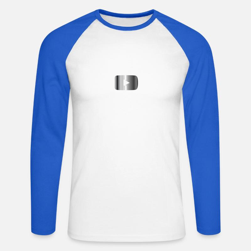 Silberner Play Button  - Unisex Baseballshirt langarm - Weiß/Royalblau