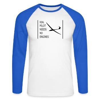 Glider - Unisex Long Sleeve Baseball T-Shirt - white/royal blue - Front - Nik (191cm)
