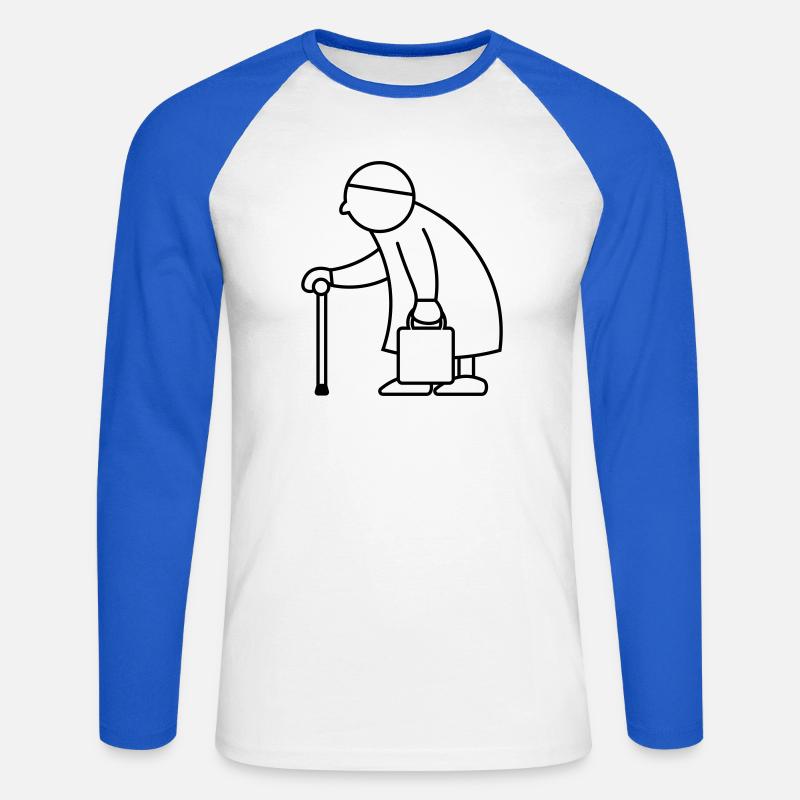 Alte Dame mit Einkaufstasche - Unisex Baseballshirt langarm - Weiß/Royalblau
