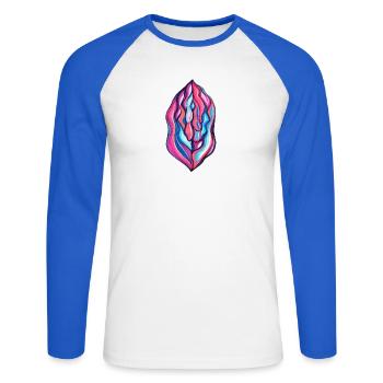 Vulva dripping - Unisex Baseballshirt langarm - Weiß/Royalblau - Vorne - Nik (191cm)