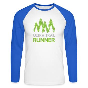 Ultra Trail Runner - T-shirt baseball manches longues Homme - blanc/bleu royal - Devant - Nik (191cm)