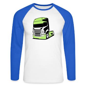 Striking V8 truck - Unisex Long Sleeve Baseball T-Shirt - white/royal blue - Front - Nik (191cm)