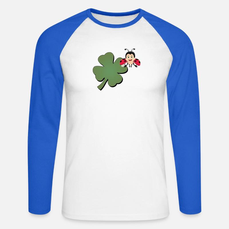 Kleeblatt mit Ladybug (Marienkäfer) - Unisex Baseballshirt langarm - Weiß/Royalblau