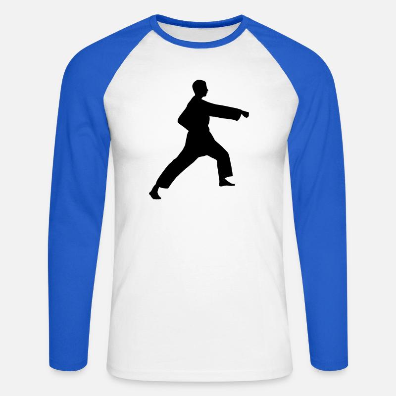 Punsch Karate oder Teakwondo Punsch - Unisex Baseballshirt langarm - Weiß/Royalblau
