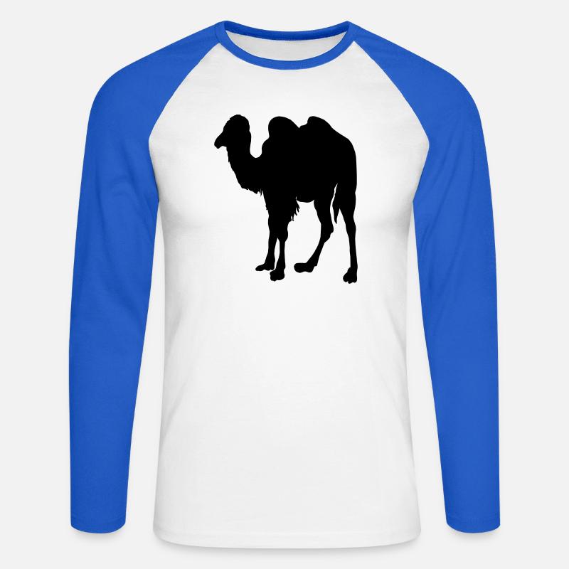 Kamel, Kamel - Unisex Baseballshirt langarm - Weiß/Royalblau
