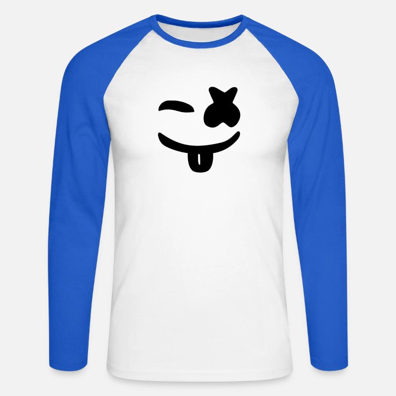Marshmello - Maglia da baseball a manica lunga da uomo - bianco/blu royal