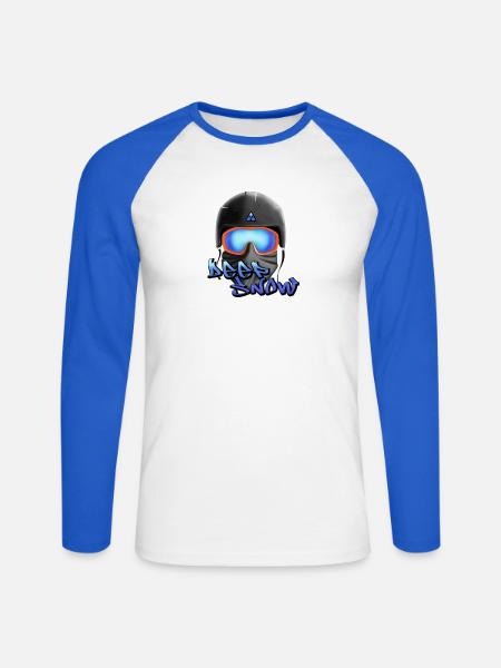 Deep Snow Snowboard Graffiti Helm - Unisex Baseballshirt langarm - Weiß/Royalblau
