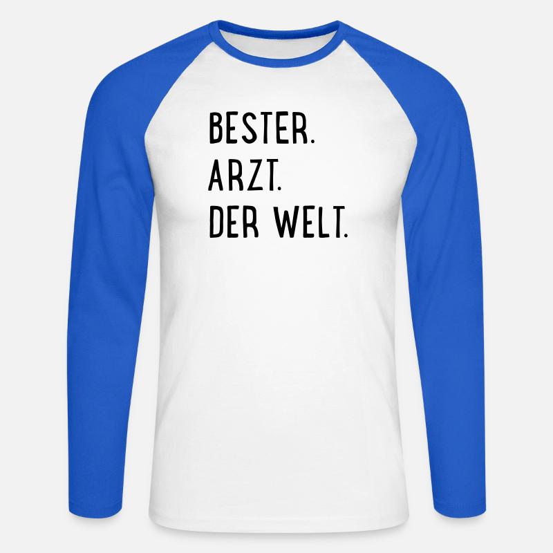 bester arzt - Unisex Baseballshirt langarm - Weiß/Royalblau