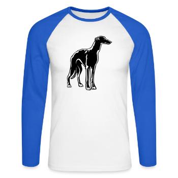 Greyhound - Unisex Long Sleeve Baseball T-Shirt - white/royal blue - Front - Nik (191cm)