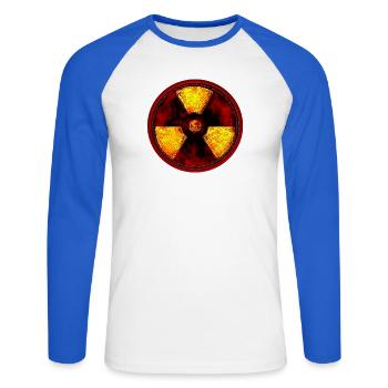 radioaktiv - Unisex Baseballshirt langarm - Weiß/Royalblau - Vorne - Nik (191cm)