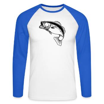 Fish transparent logo for fisherman - Unisex Long Sleeve Baseball T-Shirt - white/royal blue - Front - Nik (191cm)