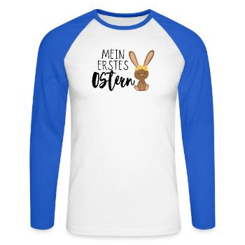Mein erstes Ostern - Unisex Baseballshirt langarm - Weiß/Royalblau - Vorne - Nik (191cm)