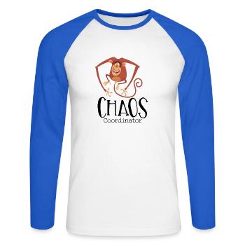 Affe Akrobat Swing - Unisex Baseballshirt langarm - Weiß/Royalblau - Vorne - Nik (191cm)