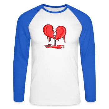 Cœur brisé - T-shirt baseball manches longues Homme - blanc/bleu royal - Devant - Nik (191cm)