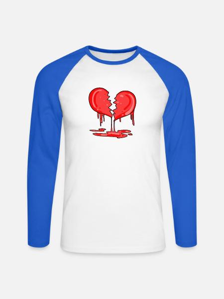 Broken heart - Unisex Long Sleeve Baseball T-Shirt - white/royal blue