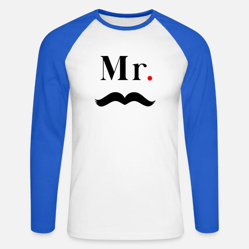 Herr Schwarzer Schnurrbart - Unisex Baseballshirt langarm - Weiß/Royalblau