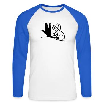 Kaninche Ombre Main Salutation volcanique trekkie - T-shirt baseball manches longues Homme - blanc/bleu royal - Devant - Nik (191cm)