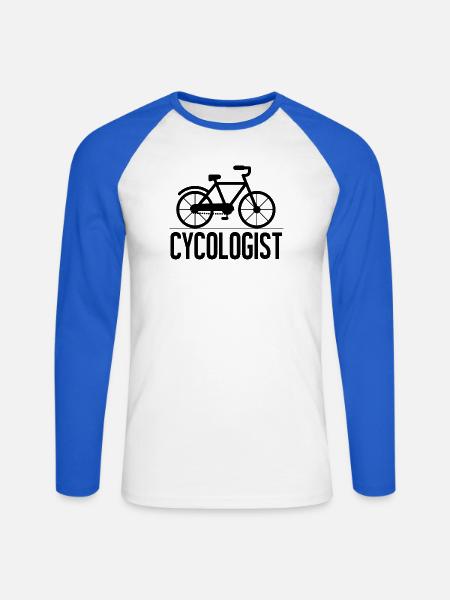 Cycologist T-Shirt Cycle Psychology Bike Shirts - Unisex Baseballshirt langarm - Weiß/Royalblau