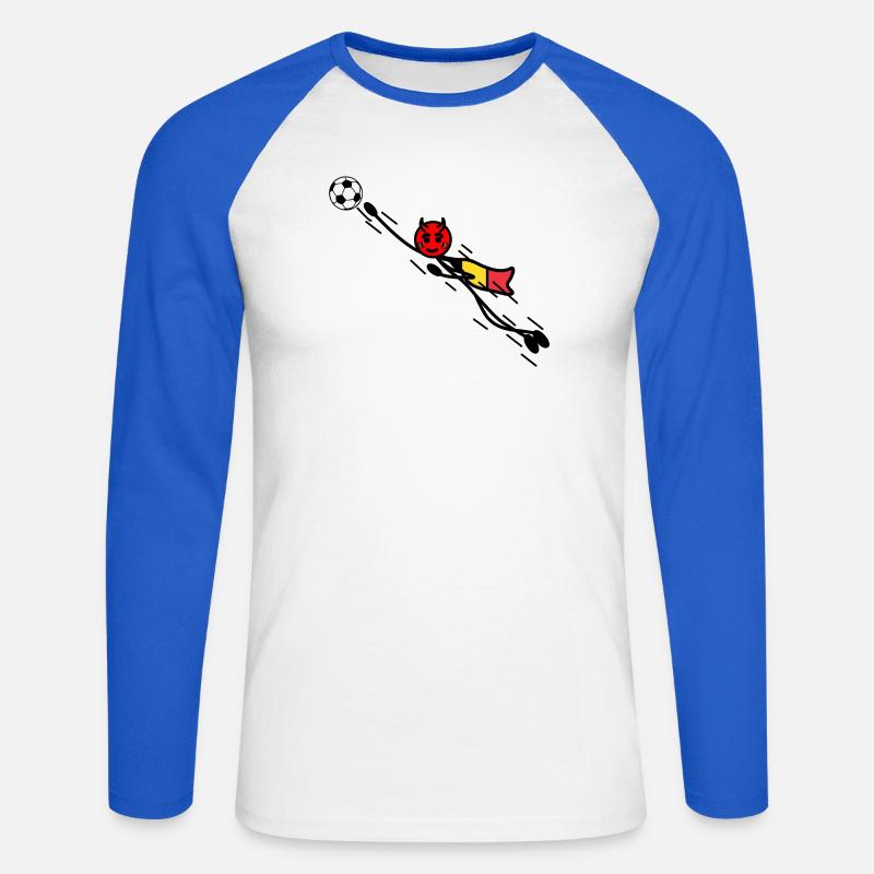 Flying Red Devil Held Keeper - Unisex Baseballshirt langarm - Weiß/Royalblau