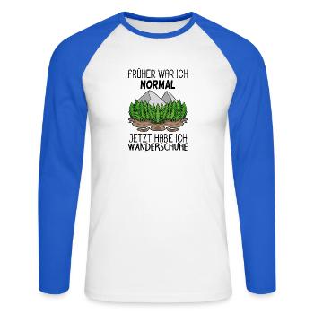 Berg Berge Wandern - Unisex Baseballshirt langarm - Weiß/Royalblau - Vorne - Nik (191cm)