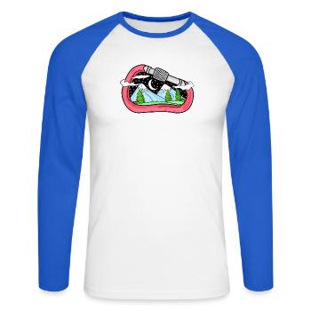 Carabine montagne montagne cadeau alpiniste - T-shirt baseball manches longues Homme - blanc/bleu royal - Devant - Nik (191cm)