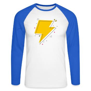 Dynamic Ray in Gelb und Schwarz - Unisex Baseballshirt langarm - Weiß/Royalblau - Vorne - Nik (191cm)