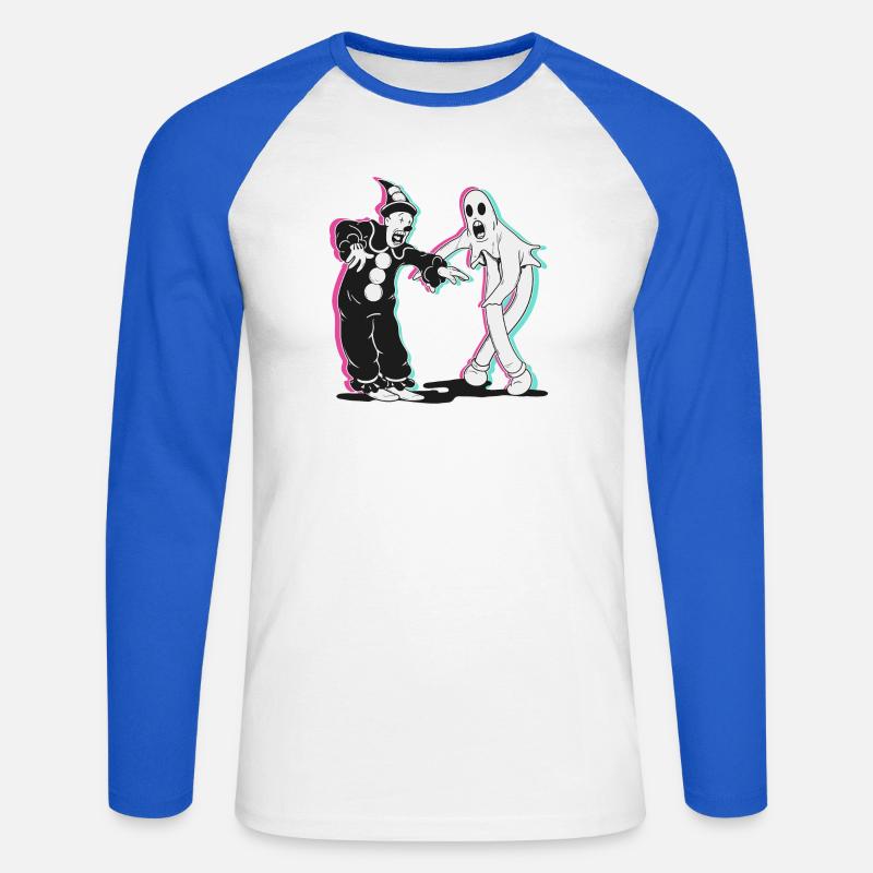 ghost e clown danza - Maglia da baseball a manica lunga da uomo - bianco/blu royal