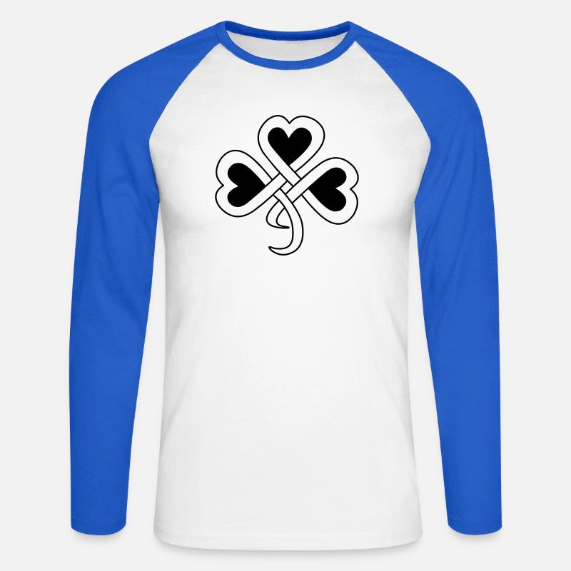 Keltischer Klee-Vektor-Farbton - Unisex Baseballshirt langarm - Weiß/Royalblau