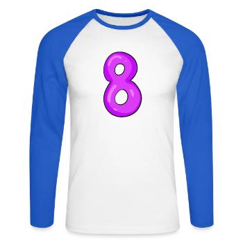8 - T-shirt baseball manches longues Homme - blanc/bleu royal - Devant - Nik (191cm)