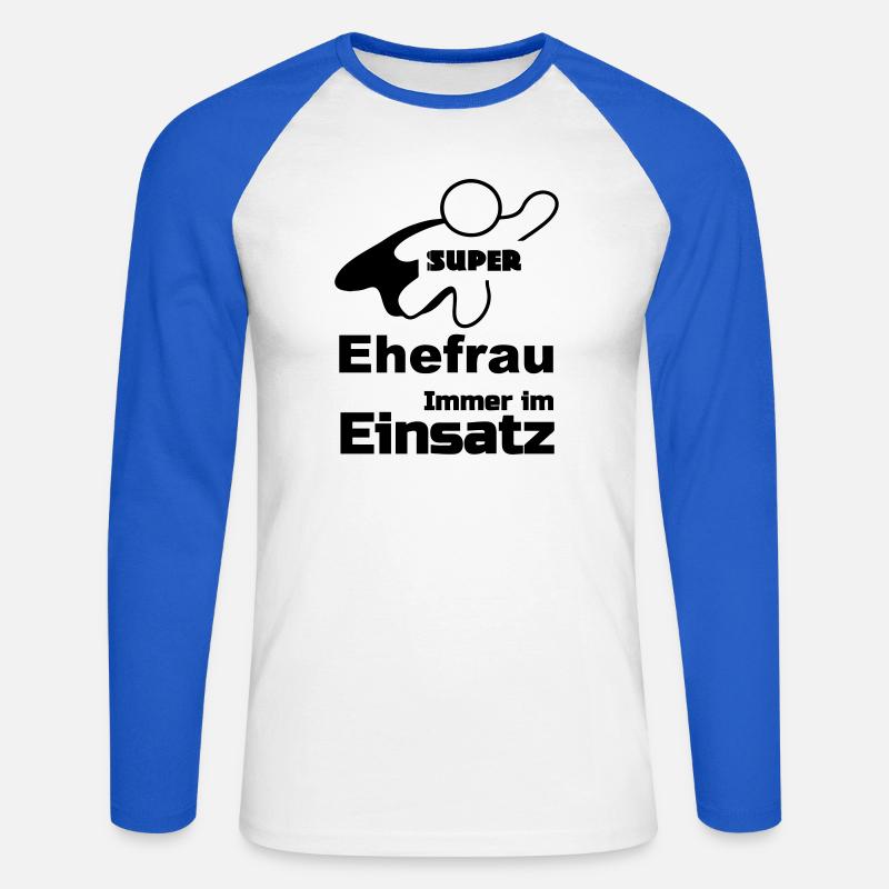 Super Ehefrau Geschenk - Unisex Baseballshirt langarm - Weiß/Royalblau