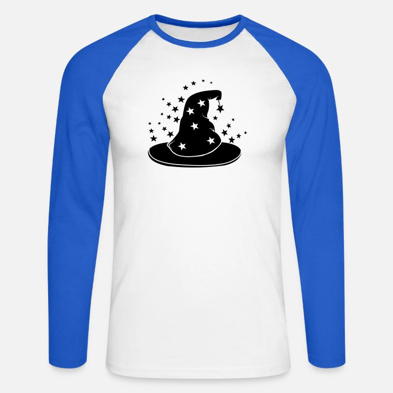 Magischer Zaubererhut mit Sternen - Unisex Baseballshirt langarm - Weiß/Royalblau