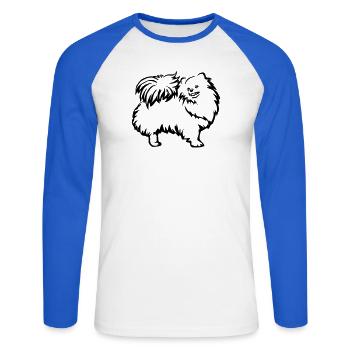Spitz nain - T-shirt baseball manches longues Homme - blanc/bleu royal - Devant - Nik (191cm)