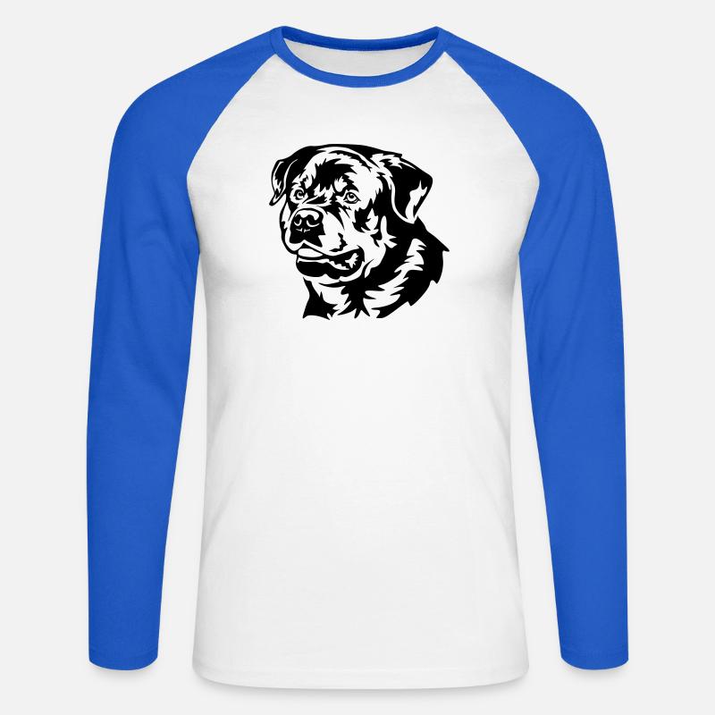 Rottweiler Kopf - Unisex Baseballshirt langarm - Weiß/Royalblau