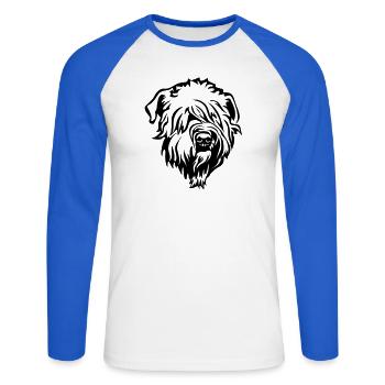 Tête de Terrier wheaten - T-shirt baseball manches longues Homme - blanc/bleu royal - Devant - Nik (191cm)