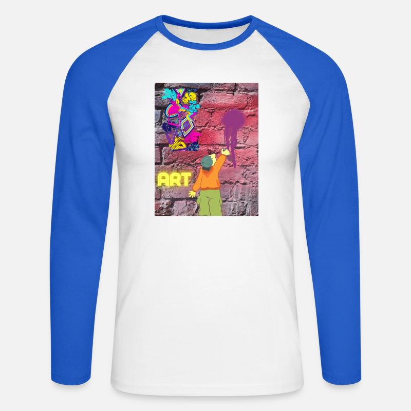 Graffiti ART - Unisex Baseballshirt langarm - Weiß/Royalblau