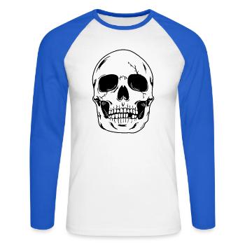 Skull head of skeleton - Unisex Long Sleeve Baseball T-Shirt - white/royal blue - Front - Nik (191cm)