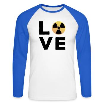 Love Cadeau Manip radio Radiologue Radiologie - T-shirt baseball manches longues Homme - blanc/bleu royal - Devant - Nik (191cm)
