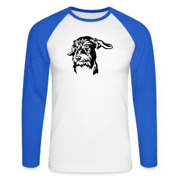 Dackel Kopf - Unisex Baseballshirt langarm - Weiß/Royalblau - Vorne - Nik (191cm)