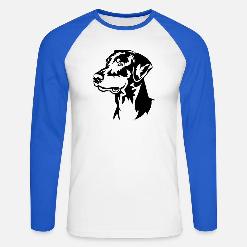 Dobermann Kopf - Unisex Baseballshirt langarm - Weiß/Royalblau