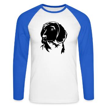 Bavarian Mountain Sweat Dog Head - Unisex Long Sleeve Baseball T-Shirt - white/royal blue - Front - Nik (191cm)