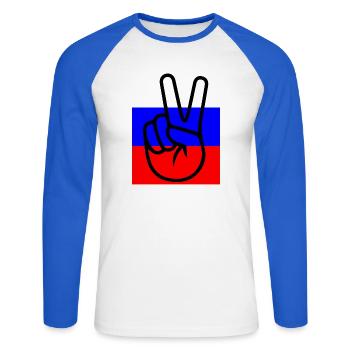 Peace with Russia - Unisex Long Sleeve Baseball T-Shirt - white/royal blue - Front - Nik (191cm)